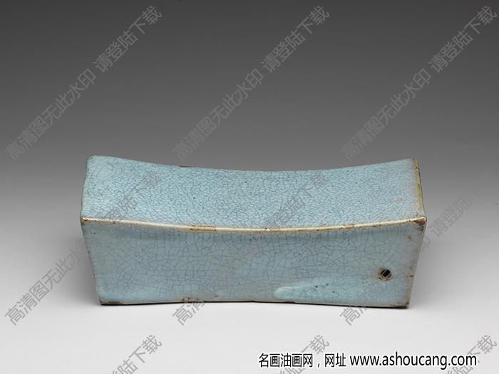 元 鈞窯天藍長方枕 高清大圖下載