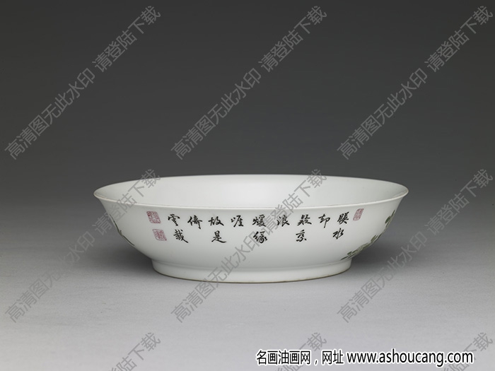 清雍正 琺瑯彩瓷海棠繡球花盤 高清大圖下載