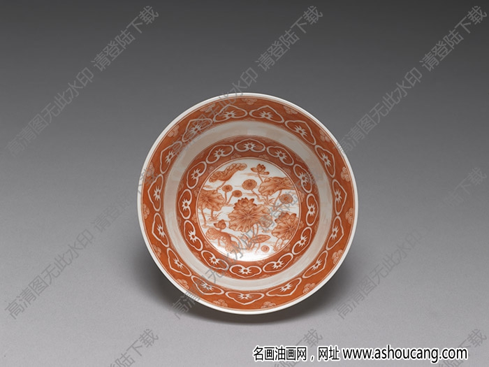 清乾隆 描紅荷露烹茶詩(shī)茶碗 高清大圖下載