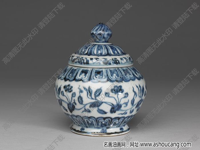 明宣德 青花轉枝海棠紋茶葉罐 高清大圖下載