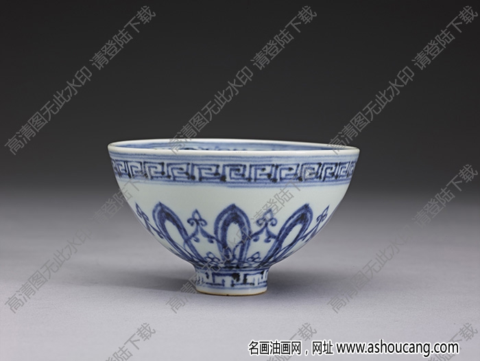 明永樂 青花蓮瓣紋蓮子茶鐘 高清大圖下載