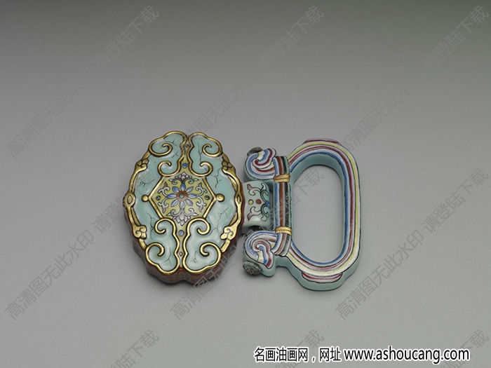 清 粉彩松石色描金帶板 高清大圖下載