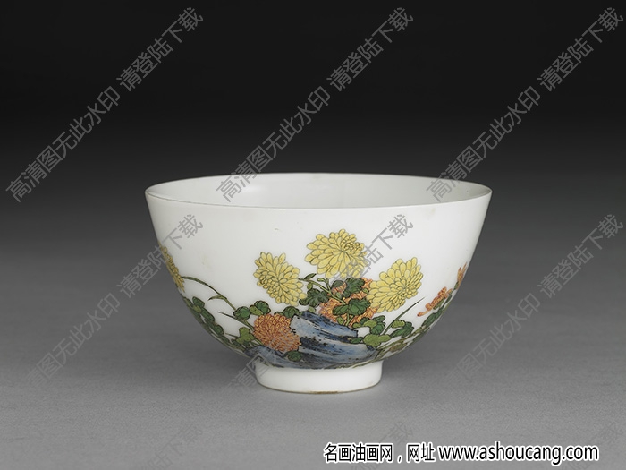 清雍正 琺瑯彩瓷菊花鐘 高清大圖下載