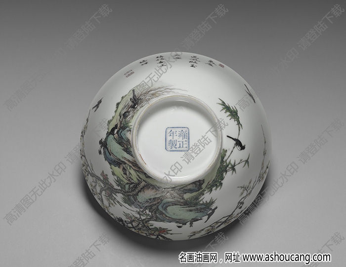 清雍正 琺瑯彩瓷茶梅十二喜碗 高清大圖下載