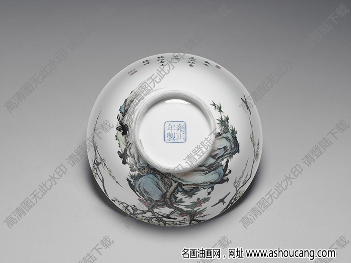 清雍正 琺瑯彩瓷茶梅十二喜碗 高清大圖下載