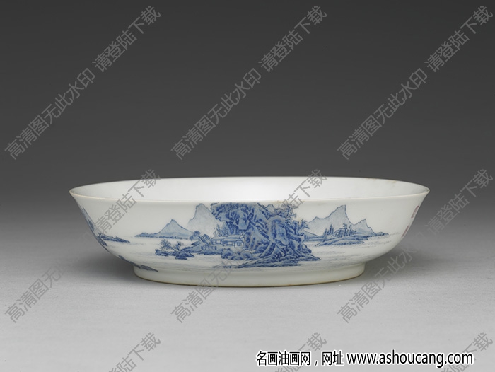 清雍正 琺瑯彩瓷青山水盤高清大圖下載