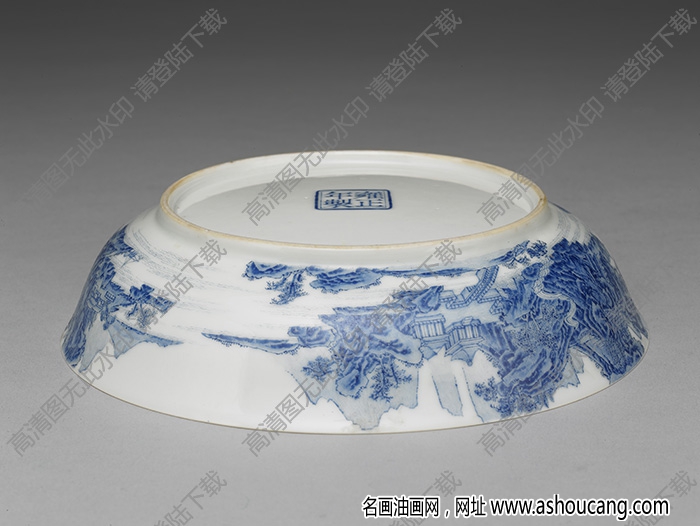 清雍正 琺瑯彩瓷青山水盤高清大圖下載