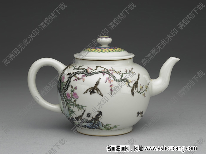 清雍正 竹梅報(bào)喜茶壺 高清大圖下載