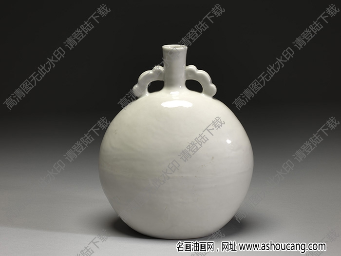 明永樂(lè) 甜白如意耳扁壺 高清大圖下載