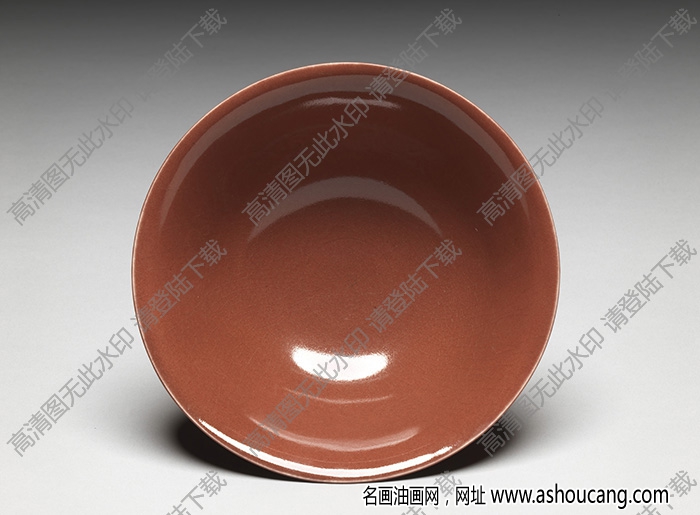 明永樂 紅釉暗龍紋高足碗 高清大圖下載