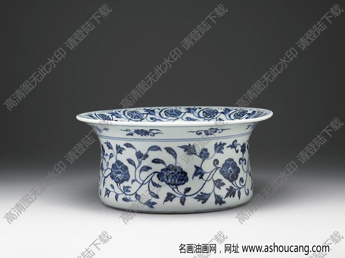 明永樂(lè) 青花纏枝花卉圓洗 高清大圖下載