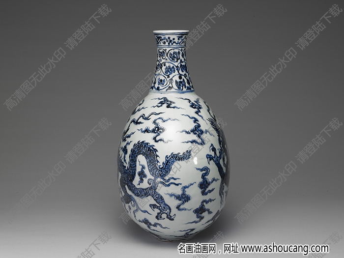 明永樂(lè) 青花云龍紋扁壺 高清大圖下載
