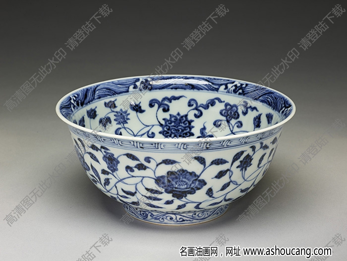 明永樂 青花四季花卉紋碗 高清大圖下載