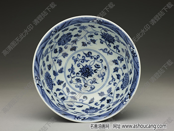 明永樂 青花四季花卉紋碗 高清大圖下載