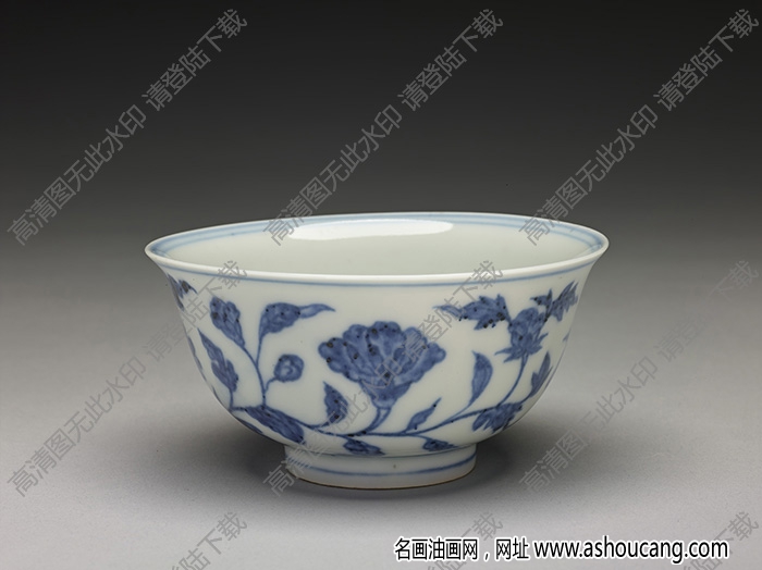 明永樂 青花四季花卉紋碗 高清大圖下載