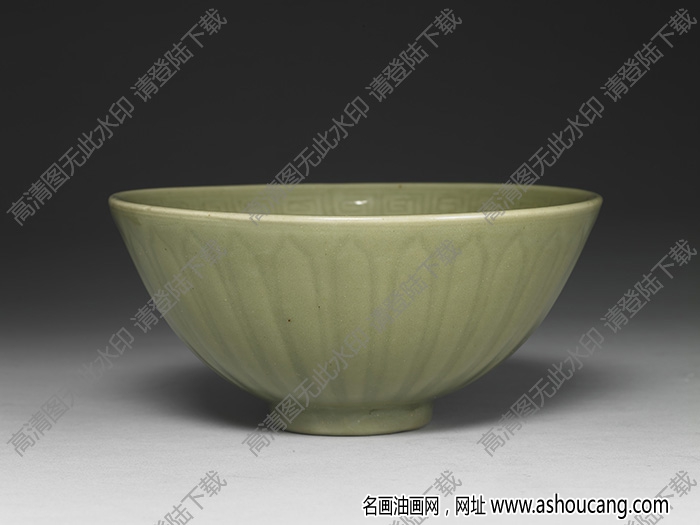 明永樂(lè)-宣德 龍泉窯青瓷劃花蓮瓣碗 高清大圖下載