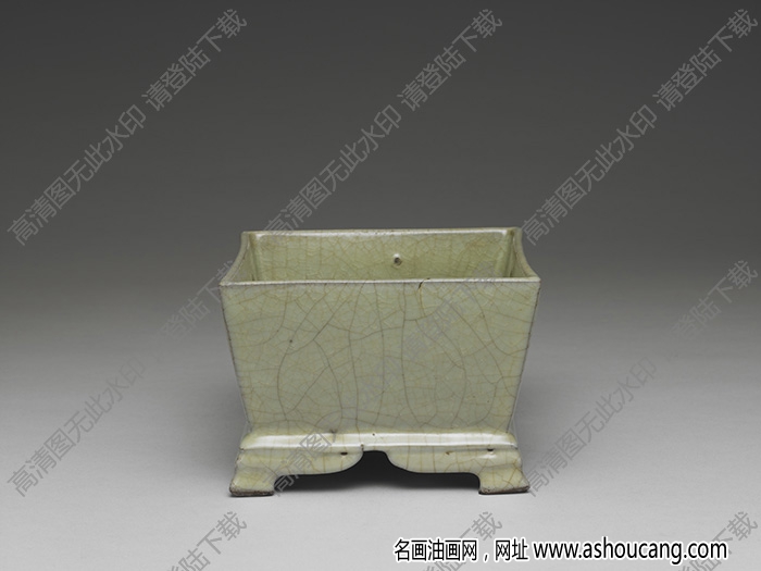 南宋-元 官窯青瓷方爐 高清大圖下載