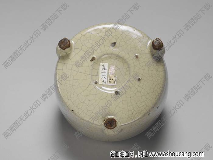 南宋-元 官窯青瓷三足爐 高清大圖下載