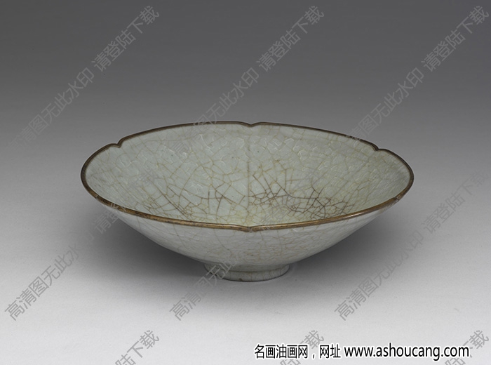 南宋 官窯青瓷葵口碗 高清大圖下載