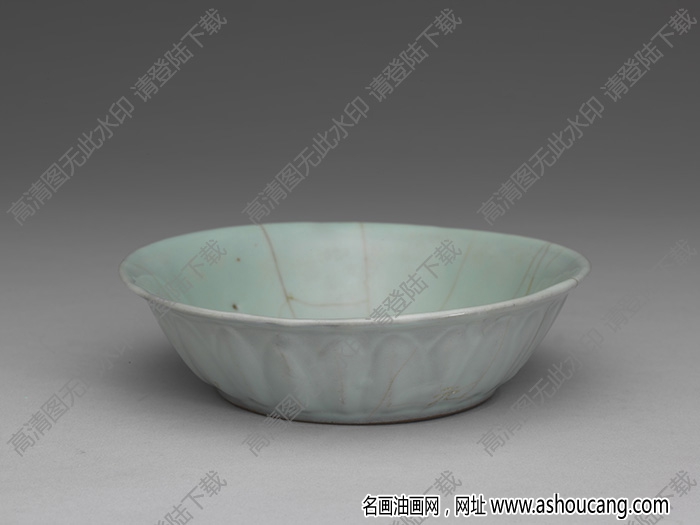南宋 官窯青瓷蓮瓣洗 高清大圖下載