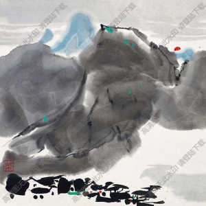 吳冠中作品_日出_高清大圖下載