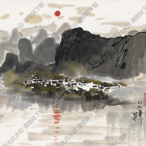 吳冠中作品_日出山城_高清大圖下載