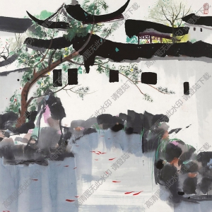 吳冠中作品_蘇州庭院_高清大圖下載
