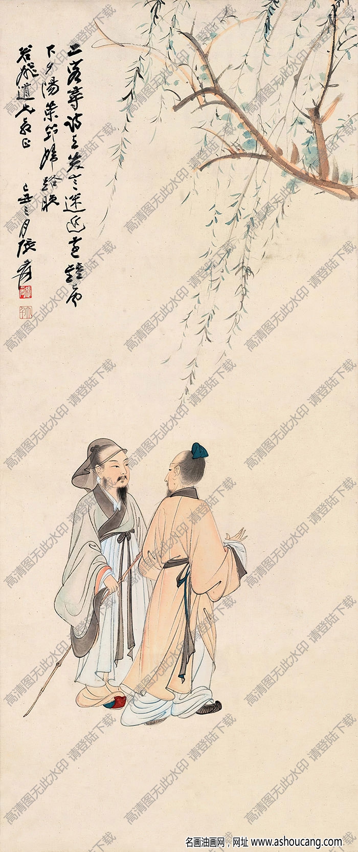 張大千國畫_高士尋詩圖_高清大圖下載