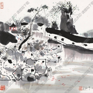 吳冠中國畫_魚樂圖_高清大圖下載