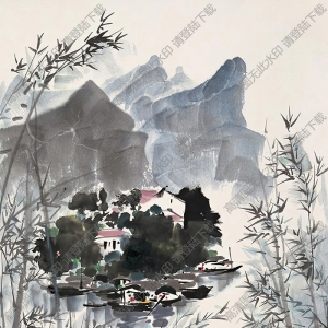 吳冠中國畫作品 江南水鄉 高清下載