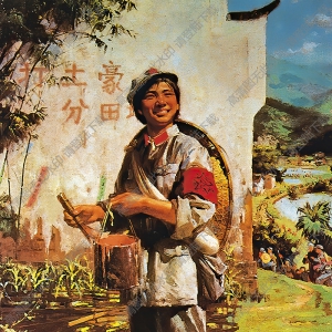 邱軍油畫作品_紅軍宣傳員_高清大圖下載