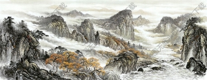 國畫名作_山水相連福地_基業(yè)永固長青_高清大圖下載