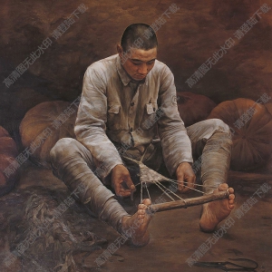 秦文清作品_難忘的歲月-長征打草鞋_高清大圖下載