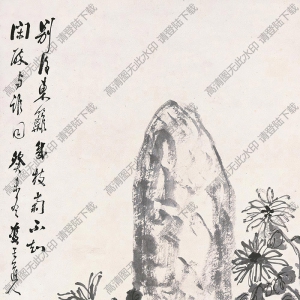 湯定之國(guó)畫 菊石圖 高清大圖下載