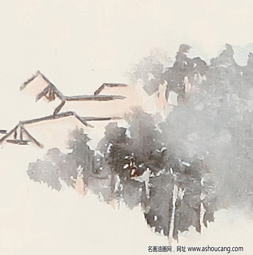 張大千國畫_潑墨山水_青城客_高清大圖下載