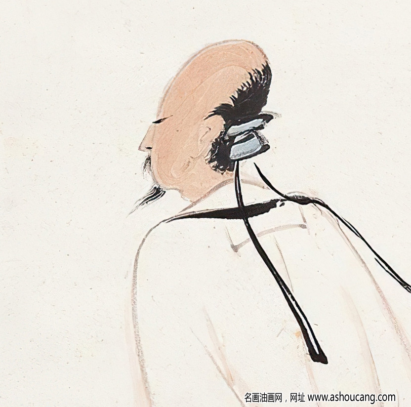 張大千作品_松下高士圖_龍翻海島_任我筆掃_(dá)高清大圖下載