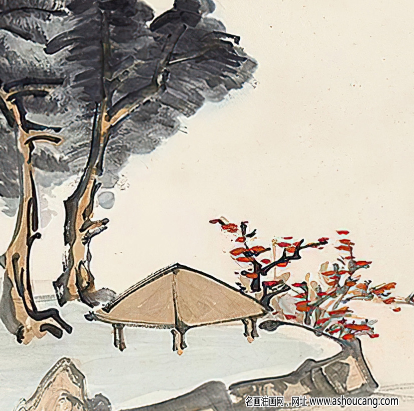 張大千國畫_潑墨沒骨山水_戊申二月_大千張爰_高清大圖下載
