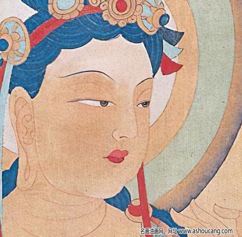 張大千國畫_臨敦煌漠高窟唐人觀世音造像_高清大圖下載