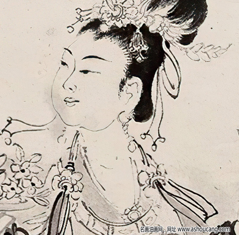 張大千國畫_青蓮觀音_高清大圖下載