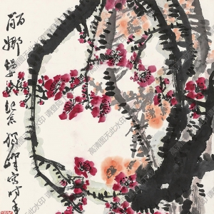 黃獨(dú)峰國(guó)畫 紅梅圖 高清大圖下載