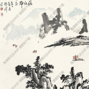 黃獨(dú)峰國(guó)畫 漓江歸舟 高清大圖下載