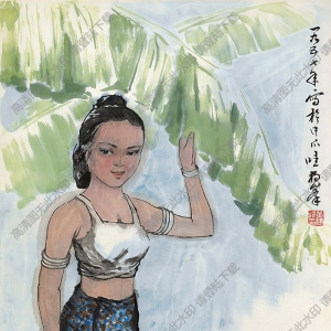 黃獨(dú)峰國(guó)畫 少女 高清大圖下載
