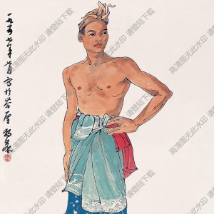 黃獨(dú)峰國(guó)畫 印尼寫生之少年 高清大圖下載