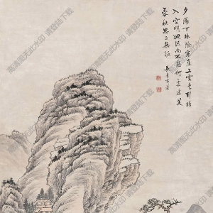 方薰國(guó)畫 寒崖泛舟 高清大圖下載