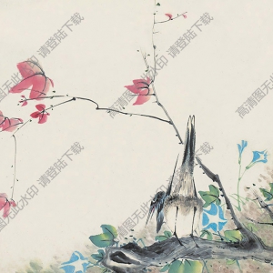 方薰國(guó)畫 紅葉小鳥 高清大圖下載