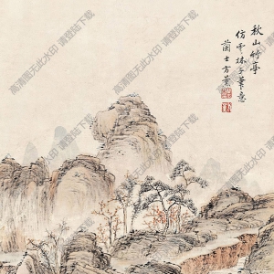 方薰國(guó)畫 秋山竹亭 高清大圖下載