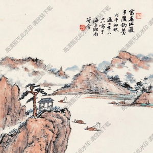 沈邁士國畫 嚴(yán)子陵釣臺 高清大圖下載