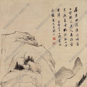 查士標國畫 層巒幽谷 高清大圖下載