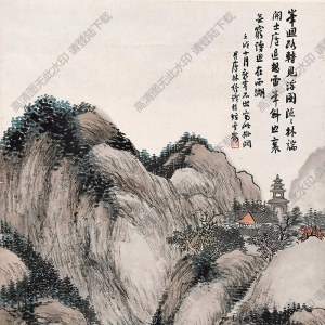 林紓國畫 峰回路轉(zhuǎn)見浮圖 高清大圖下載