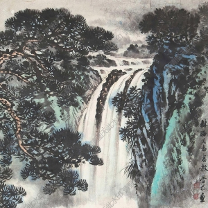 岑學(xué)恭國(guó)畫(huà) 飛瀑 高清大圖下載